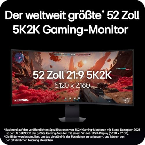 LG Ultragear™ 52G930B-B 52 Zoll 21:9 Curved 5K2K VA Gaming Monitor, 240Hz, DisplayHDR™ 600, AMD FreeSync Premium, USB-C (90W), Schwarz