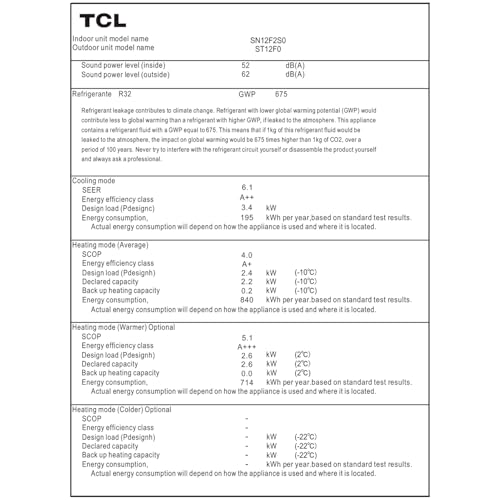 TCL Split Klimaanlage 12000BTU Elite XA73 für Räume bis zu 45m² mit Eco und Turbomodus, 4-Wege-Luftstrom, Kühlen, Heizen, Entfeuchten