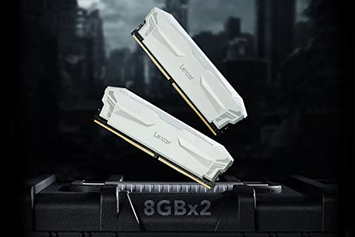 Lexar ARES RGB DDR4 RAM 16GB Kit (8GB x 2) 4000 MHz, DRAM 288-Pin U-DIMM Desktop Memory, XMP 2.0 Hochleistungs Arbeitsspeicher, CL18-22-22-42, PC4-32000, Weiß (LD4EU008G-R4000GDWA)