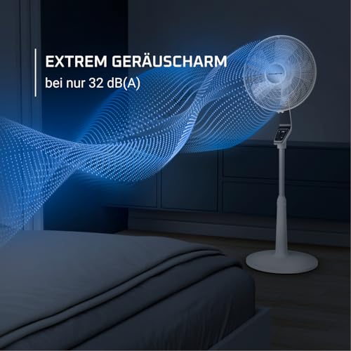 Rowenta Turbo Silence Extreme, Standventilator, leistungsstark, VU5690 | 14 Geschwindigkeitsstufen, 32 dB Silent Night Modus, Fernbedienung, Oszillation, höhenverstellbar, Farbe: Weiß