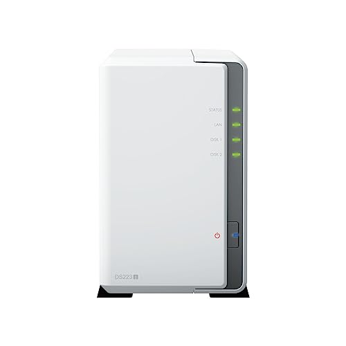 Synology DS223j 2-Bay Diskstation NAS (Realtek RTD1619B 4-Core 1.7 GHz 1GB DDR4 Ram 1xRJ-45 1GbE LAN-Port) Bundle mit 2 x 4TB WD RED Plus HDD (WD40EFPX - 68C6CN0)