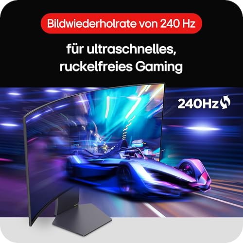 LG Ultragear™ 45GS95QX-B.AEU (45 Zoll) 21:9 Curved 800R WQHD OLED Gaming-Monitor, 240Hz, AMD FreeSync™ Premium Pro, DisplayHDR™ True Black 400, 2X HDMI 2.1, Grau