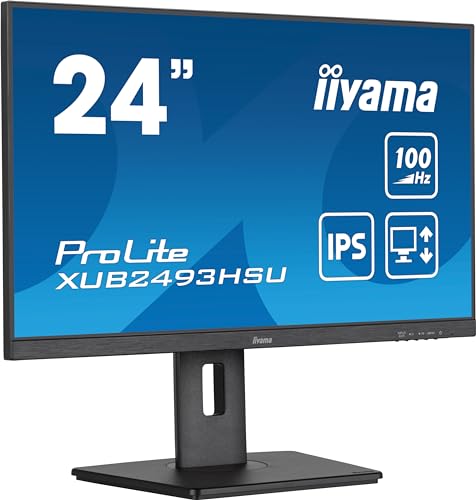 iiyama Prolite XUB2493HSU-B7 60,5cm 23,8" IPS LED-Monitor Full-HD 100Hz HDMI DP USB2.0 Höhenverstellung Pivot Adaptive Sync schwarz