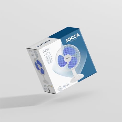 Jocca - Tischventilator 30 cm Durchmesser/Leistung 45 W / 3 Geschwindigkeiten / 3 Flügel/Oszillationssystem, neigbarer Kopf (Blau)