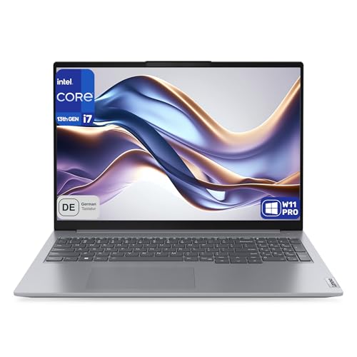 Lenovo ThinkBook 16 Gen 6 Business Laptop, Core i7-13700H, 32 GB DDR5 RAM, 1 TB PCIe SSD, 16" WUXGA (1920x1200) Display, Intel Iris Xe Graphics, Deutsches Tastatur-Layout, W11 Pro, Arctic Grey