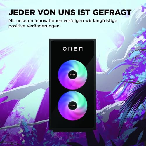 HP Omen GT16-0278ng 35L Gaming Desktop PC, AMD Ryzen 7 8700F, 32 GB DDR5-SDRAM, 2 TB SSD, NVIDIA GeForce RTX 5070 Ti, Tower PC, Windows 11 Home, Schwarzes Metall mit Glas Blende