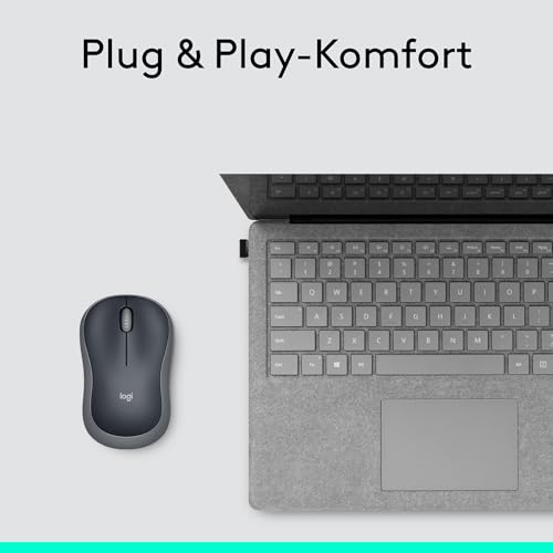 Logitech M185 Kabellose Maus, 2,4 GHz mit USB-Nano-Empfänger | 12 Monate Batterielaufzeit, 1000 DPI Optical Tracking, Für Links- und Rechtshänder, Kompatibel mit PC, Mac, Laptop - Grau
