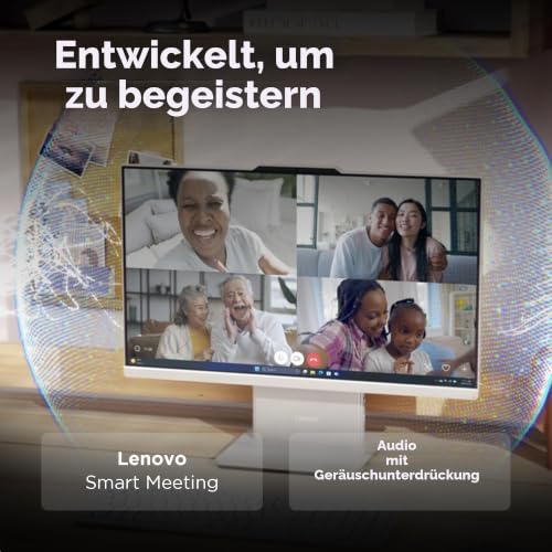 Lenovo IdeaCentre Desktop-PC All-in-One, Display 27 Zoll FHD, AMD Ryzen 5 7535HS, 512 GB SSD, RAM 16 GB, Ladestation für Smartphone, kabellos, Speakers, WiFi 6, Windows 11 H, kabellose Tastatur + Maus