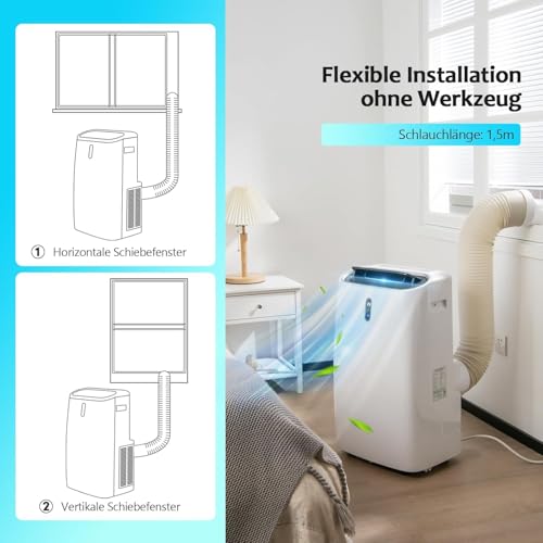 GOPLUS 16000 BTU Klimaanlage mobil, Klimagerät mit Abluftschlauch, 5 in 1: Kühlen & Heizen & Entfeuchten & Belüften & Schlafmodus, 4700W, 24H-Timer, App & Fernbedienung, ≤57dB, für Räume bis zu 150 m³