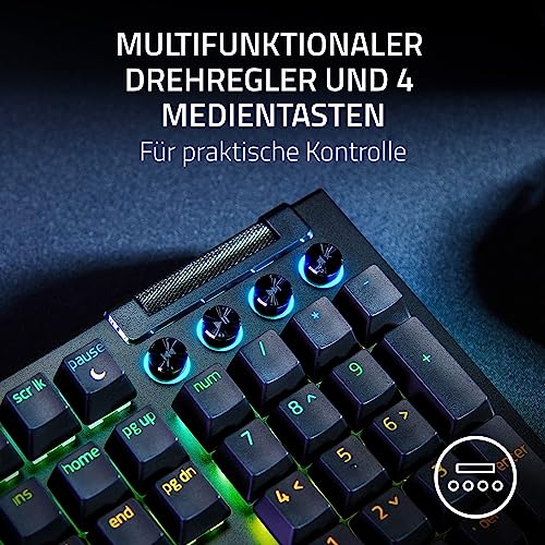 Razer BlackWidow V4 - Mechanische Gaming-Tastatur Chroma RGB (Mechanische Yellow Switches, 6 eigene Makro-Tasten, Doubleshot-ABS-Tastenkappen) QWERTZ DE-Layout | Schwarz