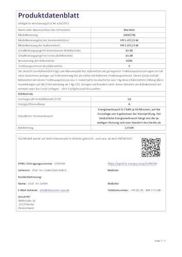 Klarstein Metrobreeze New York Smart 7k Mobiles Klimagerät – 7000 BTU, 21-34 m², App & Fernbedienung, Energieeffizienz A, 3 Geschwindigkeiten, Luftentfeuchter, Timer, Schlafmodus, Weiß