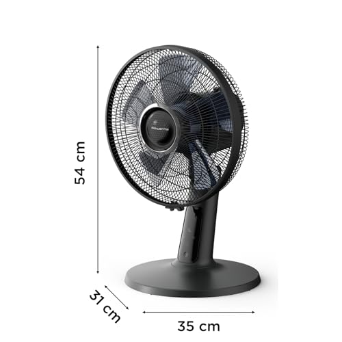 Rowenta Turbo Silence Extreme+ Tischventilator, Schwarz VU2750 | 32 dB(A), leistungsstarker Luftstrom bis 7,5 m, 5 Geschwindigkeiten & 2 Modi, 120° Oszillation, Fernbedienung, Farbe: Schwarz
