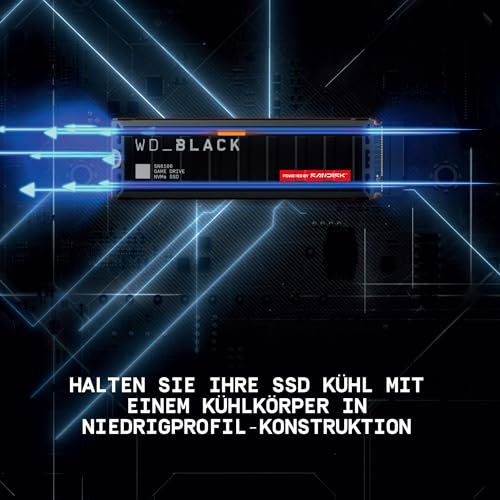 WD_Black SN8100 1 TB PCIe 5.0x4 NVMe M.2 SSD mit Kühlkörper (Lesegeschwindigkeiten von bis zu 14.900 MB/s, Schreibgeschwindigkeiten von bis zu 11.00MB/s, TLC 3D CBA NAND) - Powered by SANDISK