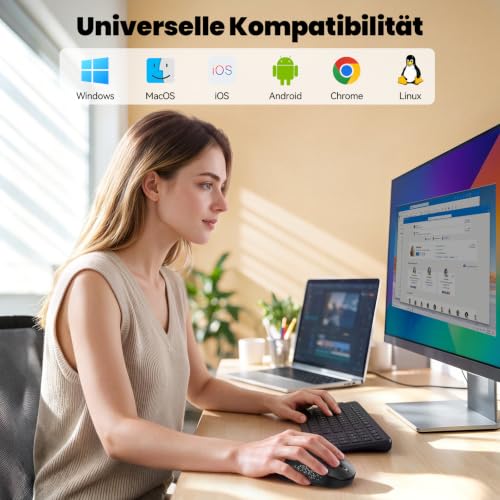 TECKNET Bluetooth Kabellose Maus (BT 5.0/3.0 + 2.4G) Wireless Mouse