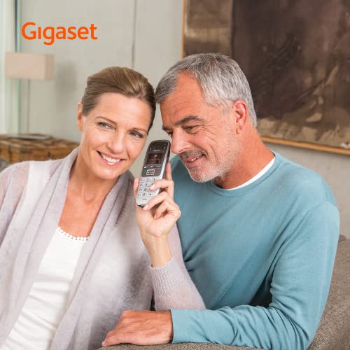 Gigaset E560HX - DECT-Mobilteil mit Ladeschale - Fritzbox-kompatibel - Schnurloses Senioren-Telefon für Router und DECT-Basis - Notruf mit 4 Nummern, silber [Deutsche Version] [Ohne Basis]