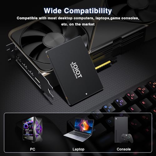 JOIOT Interne SSD 128 GB interne Festplatte, Bis 450 MB/s Lesen & 330 MB/s Schreiben, interne SSD 128 GB SATA III 2,5 Zoll Solid State Drive Interne kompatibel mit Laptop und Desktop-PC Schwarz