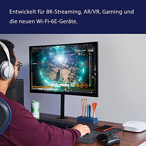 Amazon eero Pro 6E Mesh-WLAN-Router | 2,5-Gbit/s-Ethernet | Bis zu 190 m² Abdeckung | Für Verbindungen mit über 100 Geräten | Ideal für Streaming, Arbeit und Gaming | Einzelpack | 2022