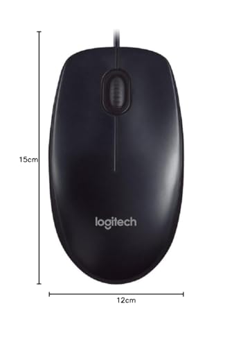 Logitech M90 Maus mit Kabel | 1000 DPI Sensor, USB-Anschluss, 3 Tasten, Für Links- und Rechtshänder, PC/Mac - Schwarz