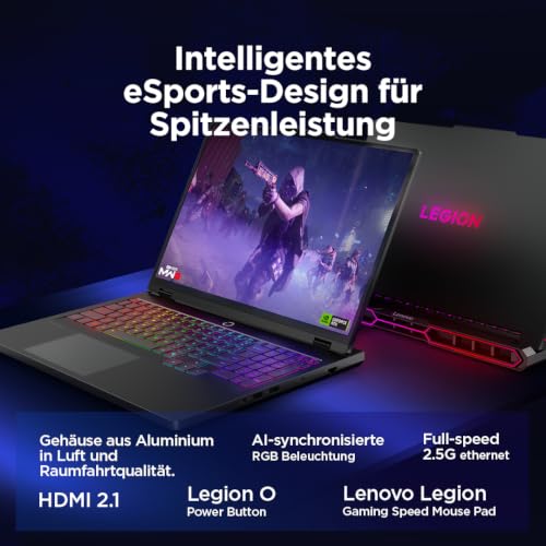 Lenovo Legion Pro 7i Gaming AI Laptop | 16" WQXGA 240Hz OLED Display | Intel Core Ultra 9 | 64GB RAM | 1TB SSD | NVIDIA GeForce RTX 5080 | Windows 11 | QWERTZ | AI Chip LA3 | 3 Monate GamePass