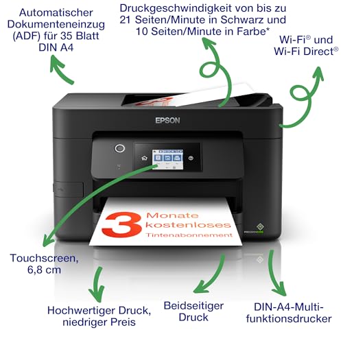 Epson Workforce Pro WF-3820DWF A4 kabelloser Multifunktionstintenstrahldrucker