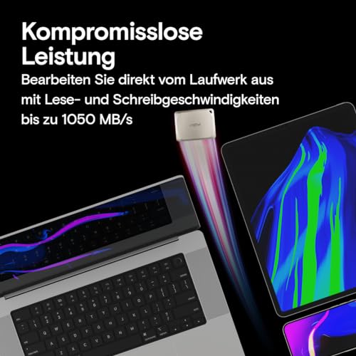 Crucial X9 Pro für Mac 1TB Externe SSD Festplatte mit USB-A Adapter, bis zu 1050MB/s Lesen/Schreiben, Mac Ready, Wasser- und Staubgeschützt (IP55), USB-C 3.2 Portable SSD - CT1000X9PROMACSSD9B02