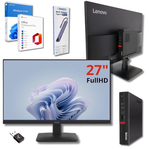 Lenovo Kompletter Computer mit Monitor 27 Zoll i5 8500 16 GB Ram 256 GB SSD Win 11 Pro Office 2021 Pro 36 Monate Garantie -c27-40