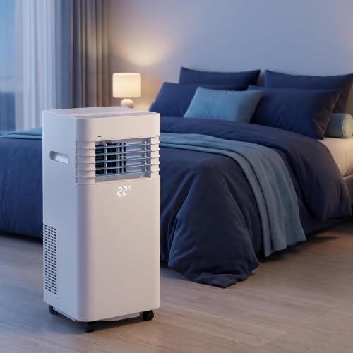 14000 BTU Tragbare Klimaanlage, Niedrigenergie-Kühlgerät mit 2 Lüftergeschwindigkeiten, Digitalanzeige, 24-Stunden-Timer für Zuhause & Große Räume