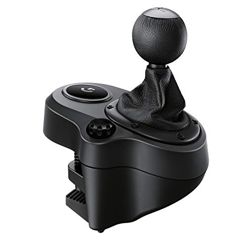 Logitech G Driving Force Schalthebel, SIM-Racing-Zubehör, Schwarz | 6 Gänge mit H-Schema, Schaltknauf aus Echtleder & Stahl, SIM-Racing-Cockpit, Gaming-Lenkrad, kompatibel mit G29/G920/G923