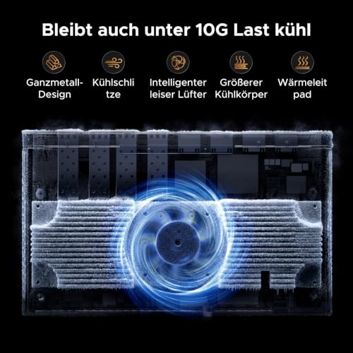 UGREEN LAN Switch mit 4X 10G RJ45+4X 10G SFP+, 10G Netzwerk Switch | Unmanaged Ethernet Switch, Plug & Play, intelligenter Lüfter, Metallgehäuse, 160Gbps Switching-Kapazität, für NAS, 8K-Video