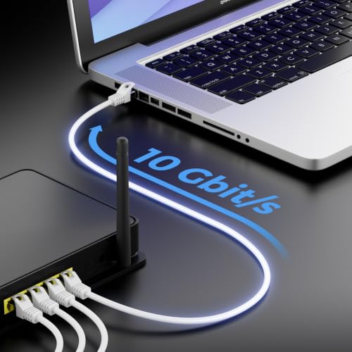 deleyCON 1m CAT7 Netzwerkkabel RJ45 10 Gigabit SFTP PiMF - Weiß | Patchkabel Ethernet Kabel, Kupfer, für Highspeed LAN, DSL, Switch, Modem, Router, Patchpanel, CAT7 CAT6 CAT5