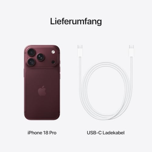 Apple iPhone 18 Pro 256 GB - Burgunder | 6,3" Super Retina XDR Display mit ProMotion, Batterie für den ganzen Tag, 48 MP Fusion Hauptkamera mit variabler Blende