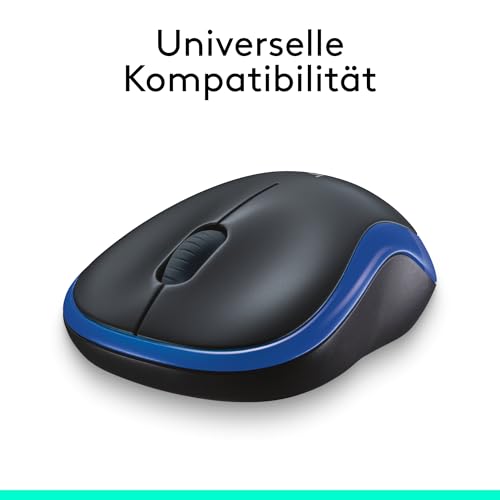 Logitech M185 Kabellose Maus, 2,4 GHz mit USB-Nano-Empfänger | 12 Monate Batterielaufzeit, 1000 DPI Optical Tracking, Für Links- und Rechtshänder, Kompatibel mit PC, Mac, Laptop - Blau