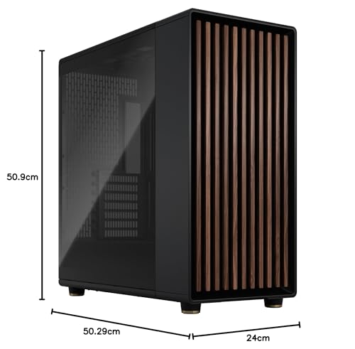 Fractal Design North XL PC Gaming Gehäuse - E-ATX Full-Tower | Charcoal Black mit 3x 140-mm-Aspect-PWM-Lüftern, USB Typ-C, bis 413 mm GPU-Platz, 420-mm-Radiator-kompatibel