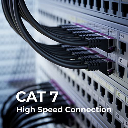 deleyCON 0,5m CAT7 Netzwerkkabel RJ45 10 Gigabit, 5 Stück - Schwarz