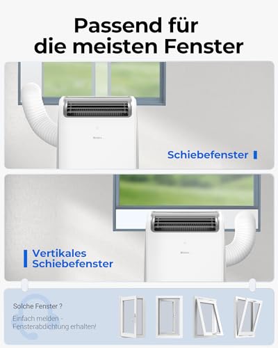 Mobile Klimaanlage 12000 BTU, Klimaanlage Mobil mit Abluftschlauch, Mobiles Klimagerät leise 56dB, mit Timer