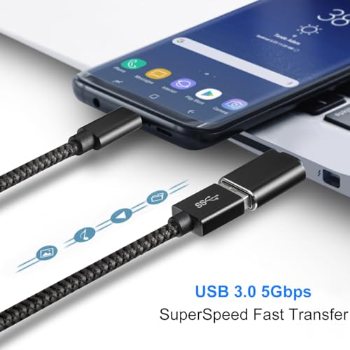 USB auf USB C Adapter 4 Stück, USB C Buchse auf USB 3.0 Stecker Adapter x2 | USB A Buchse auf USB C Stecker Adapter x2, Kompatibel mit MacBook iPhone 17/16/15 iPad Samsung Galaxy S25 S24 A36 A16 Laptop