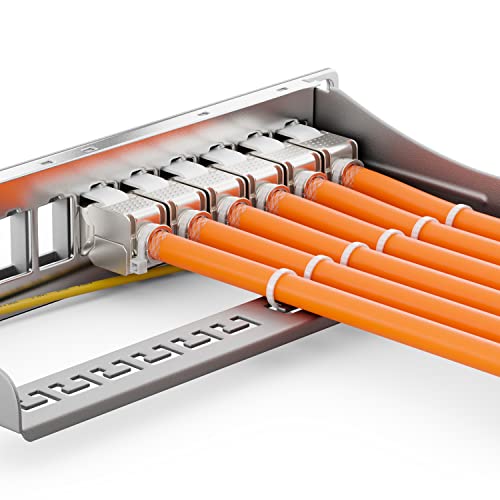 deleyCON 12 Port Patchpanel Set Patchfeld CAT6a 1 HE 10 Zoll - Grau | Modularer Rackeinbau mit 12x RJ45 Keystone Module, kompatibel mit CAT5 CAT6 CAT7 LAN Netzwerkkabel Verlegekabel
