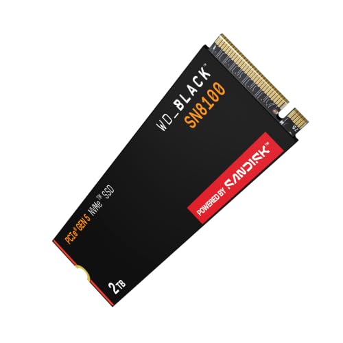 WD_Black SN8100 2 TB PCIe 5.0x4 NVMe M.2 SSD (Lesegeschwindigkeiten von bis zu 14.900 MB/s, Schreibgeschwindigkeiten von bis zu 14.000 MB/s, TLC 3D CBA NAND) - Powered BY SANDISK