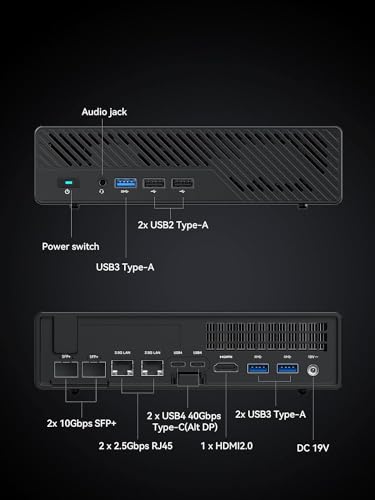 MINIS FORUM MS-01 Mini Workstation Intel Core i5-12600H (vPro Enterprise Support) Mini PC,2X 10Gbps SFP+/2X 2.5G RJ45/2x USB4/HDIM/1x PCIe4.0x16 Slot/Support 3X M.2 2280/22110/U.2 SSD,Pas de RAM/SSD