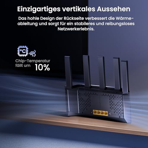 Tenda RX2L Pro Wi-Fi 6 WLAN Router (AX1500 Dualband 1201Mbit/s 5 GHz, 300Mbit/s 2,4GHz) 5Xexterne Antennen, 4-Gigabit-Port, Repeater & AP Modus, Wi-Fi+, Kindersicherung, WPA3, VPN, Keine DSL-Funktion