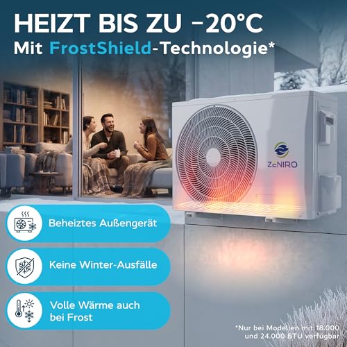 ZENIRO Split Klimaanlage 18000 BTU Set - TURBO Cooling - mit Ionisator & WiFi/App-Funktion Klimagerät Kühlen A++/Heizen A+ 5,2kW Sehr Leise - Fernbedienung, Timerfunktion - Montagematerial