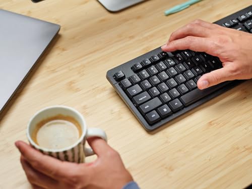 Trust Ymo II Leise Tastatur Maus Set Kabellos Deutsches Layout (QWERTZ) | Flachen Tasten, Spritzwassergeschützt, Beidhändig Funkmaus 800-1600 DPI, Ein USB-Empfänger, für PC Computer Laptop Mac