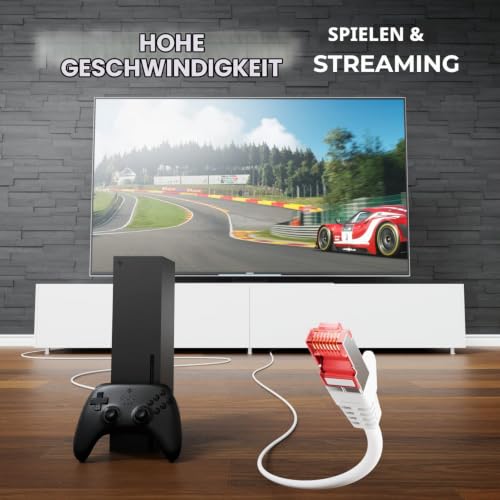 deleyCON 1m Cat6 Netzwerkkabel RJ45 Gigabit 1000 Mbit - Weiß | Kupfer, S/FTP, halogenfrei, Patchkabel, Ethernet LAN Cable, für DSL, Internet, WLAN, Switch, Router, Modem, Patchpanel