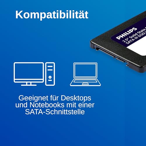 PHILIPS Interne SSD 2.5" SATA III 2 TB S130 Ultra Speed, Lesegeschwindigkeit bis zu 550 MB/s