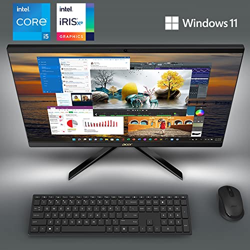 Acer Aspire C27-1700-UA91 AIO Desktop | 68,6 cm (27 Zoll) Full HD IPS-Display | 12. Generation Intel Core i5-1235U | Intel Iris Xe Graphics | 16 GB DDR4 | 512 GB NVMe M.2 SSD | Intel Wireless Wi-Fi 6