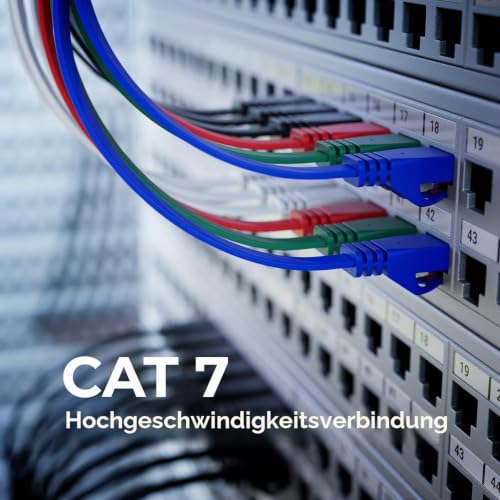 deleyCON 1m Flaches CAT7 Netzwerkkabel 10 Gbit/s, 5 Stück - Bunt