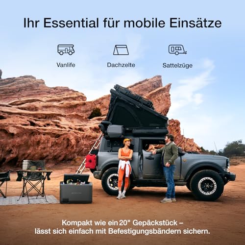 ECOFLOW WAVE 3 Tragbare Klimaanlage mit 1024Wh Zusatzakku, 1800 W/6100 BTU Kühlen, 2000 W/6800 BTU Heizen, 8 Std. Akkulaufzeit, App-Steuerung, Mobile Klimaanlage für Camping, Wohnmobile, SUVs