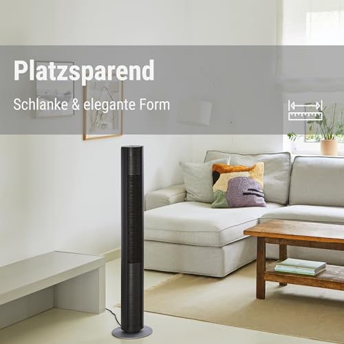 Stadler Form Turmventilator Peter, leise, groß, mit Fernbedienung | Horizontale Schwenkfunktion, 6 Geschwindigkeitsstufen, Timer, energiesparender DC-Motor, für Schlafzimmer geeignet, schwarz