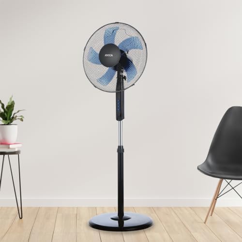 Jocca – Standventilator 40 cm/ 3 Geschwindigkeiten 45 W/Runde Basis für Stabilität/ 5 Flügel/Höhe 125 cm
