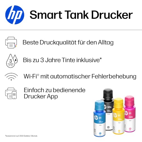 HP Smart Tank 7305 Multifunktionsdrucker (Drucker, Scanner, Kopierer, ADF, WLAN, LAN, AirPrint, Duplex, inklusive Tinte für bis zu 3 Jahre drucken)
